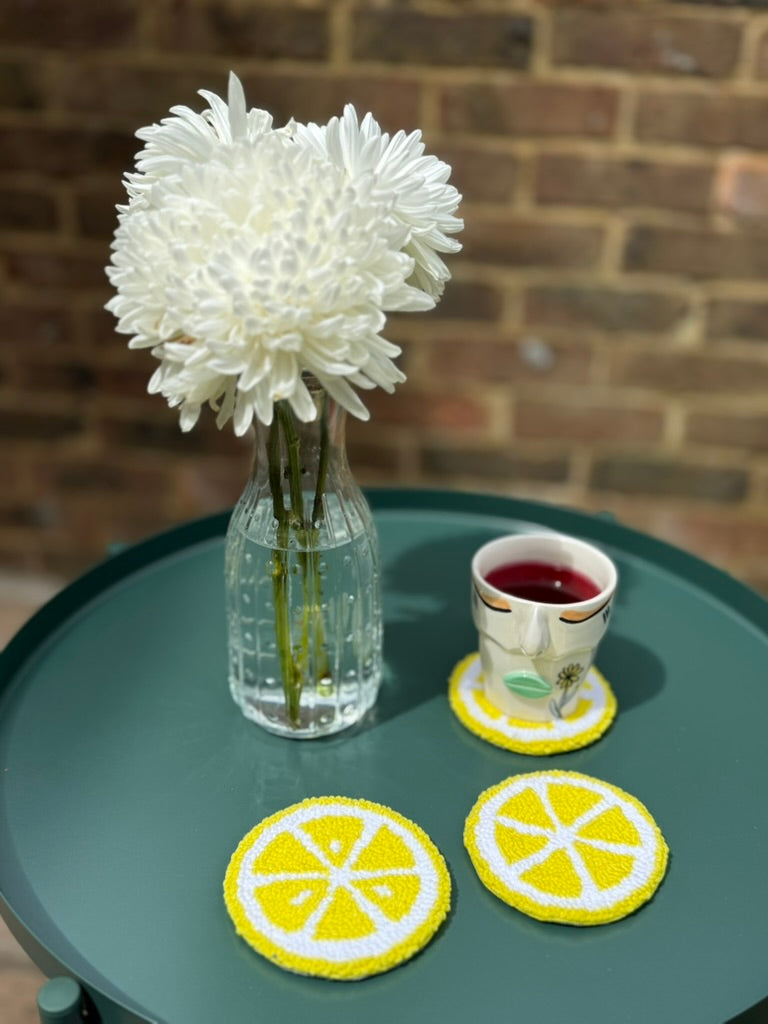 Lemon Punch Needle Coaster – Handmade, Fresh & Fun Citrus Design