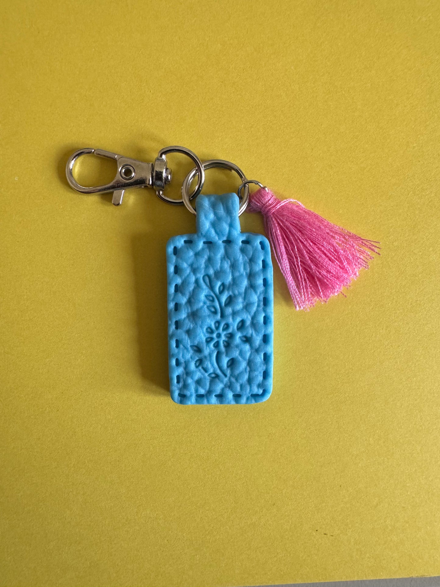 Light Blue Polymer Clay & Tassel Keychains – Colorful, Fun & One-of-a-Kind