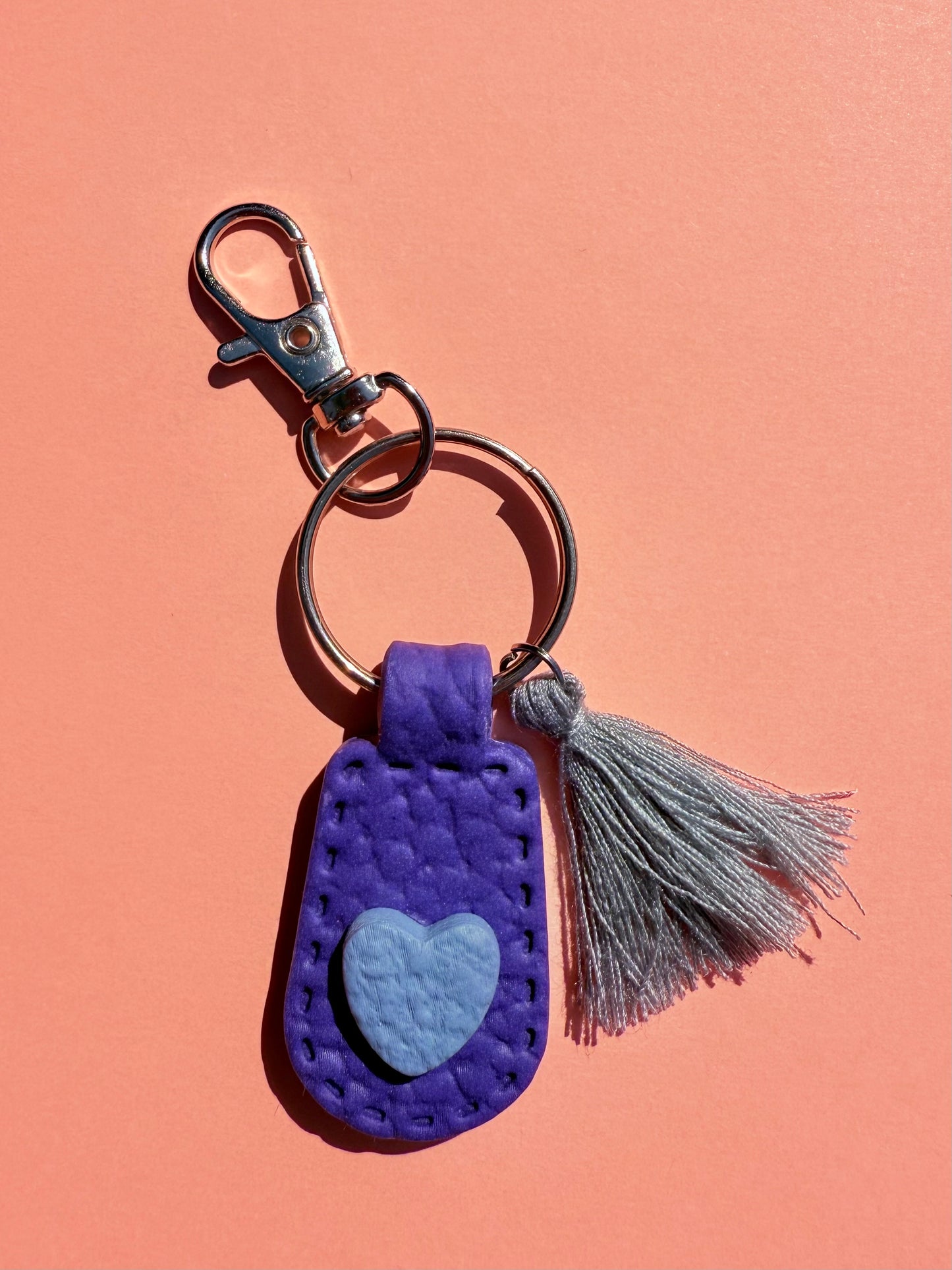 Purple Polymer Clay & Tassel Keychains – Colorful, Fun & One-of-a-Kind