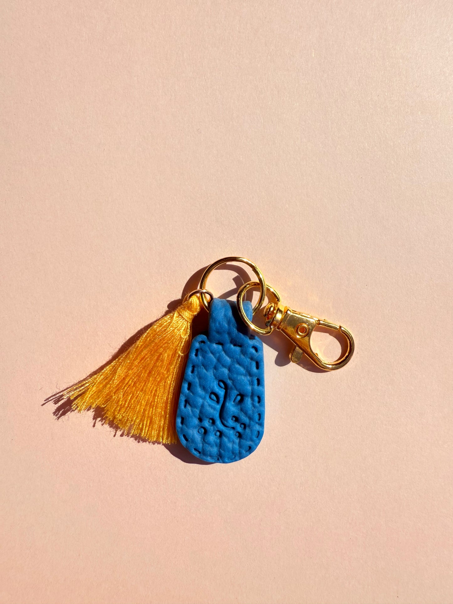 Dark Blue Polymer Clay & Tassel Keychains – Colorful, Fun & One-of-a-Kind