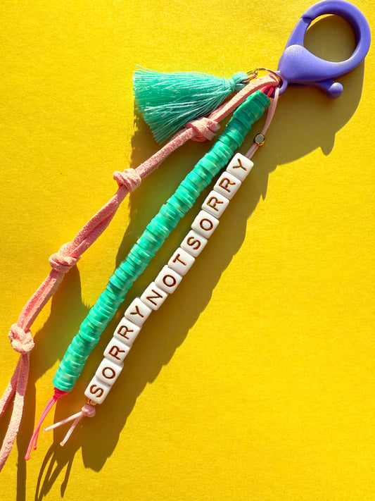 "SORRY NOT SORRY" Polymer Clay Bead Keychains – Colorful, Fun & Full of Personality