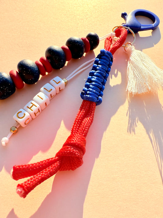 "CHILL" Polymer Clay Bead Keychains – Colorful, Fun & Full of Personality