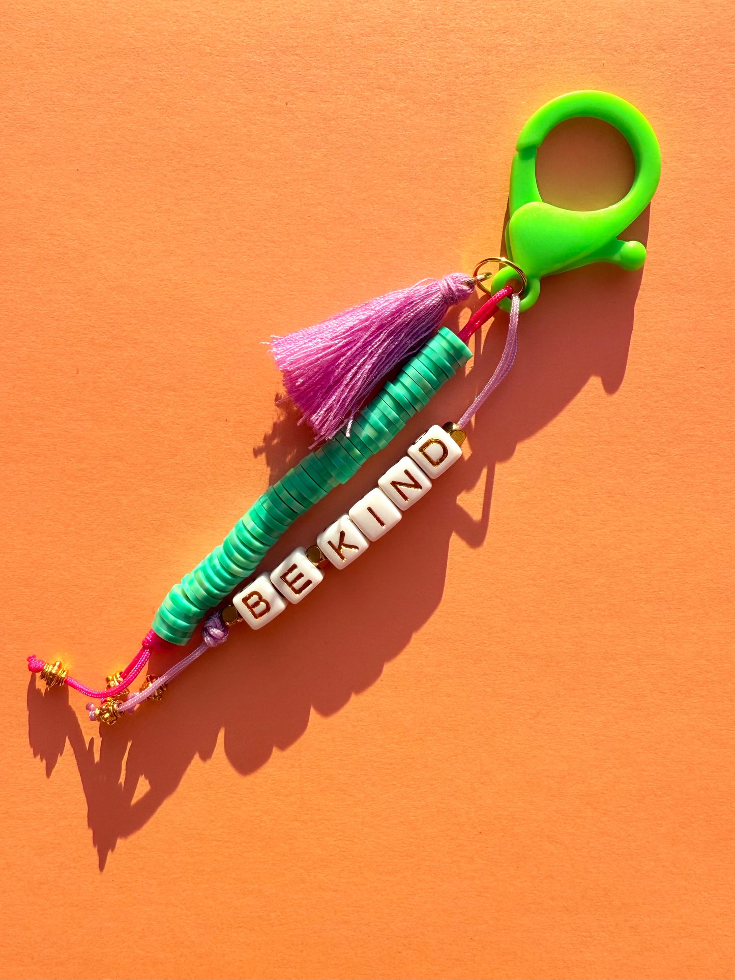 "BE KIND" Polymer Clay Bead Keychains – Colorful, Fun & Full of Personality