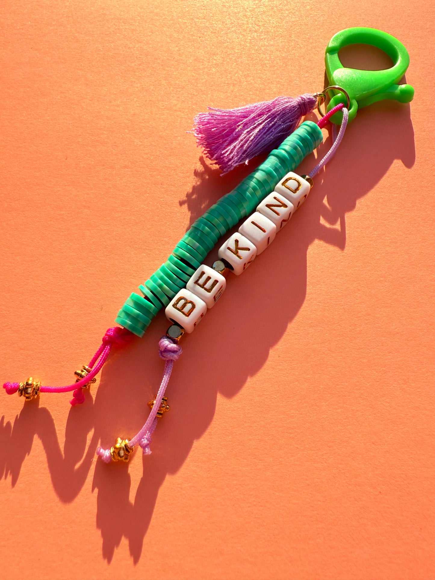 "BE KIND" Polymer Clay Bead Keychains – Colorful, Fun & Full of Personality