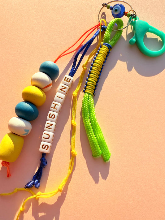 "SUNSHINE" Polymer Clay Bead Keychains – Colorful, Fun & Full of Personality