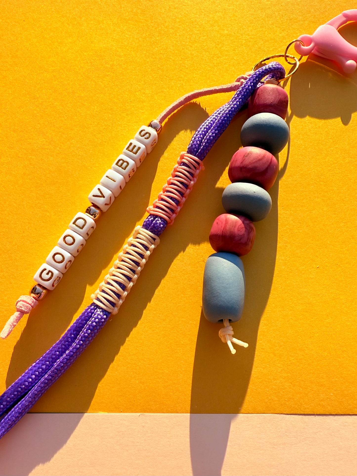 "GOOD VIBES" Polymer Clay Bead Keychains – Colorful, Fun & Full of Personality