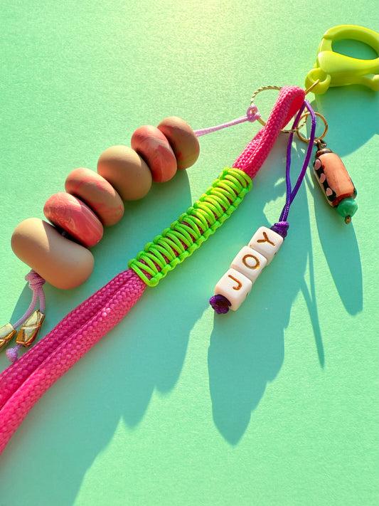 "JOY" Polymer Clay Bead Keychains – Colorful, Fun & Full of Personality