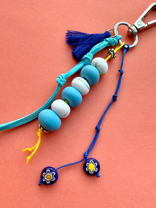 "GOOD LUCK" Handmade Polymer Clay Bead Keychains with Metal Ring – Personalized, Colorful & Durable