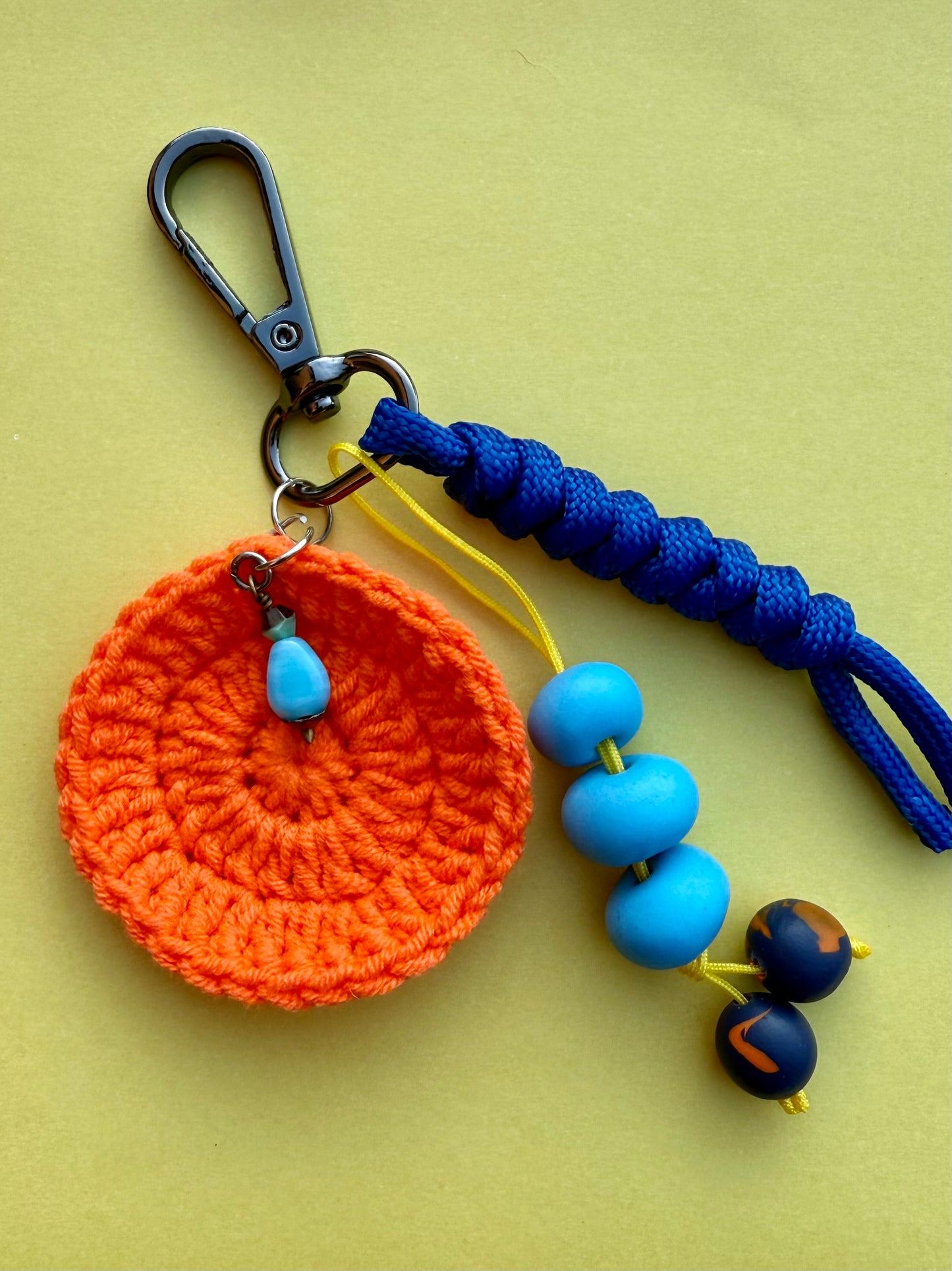 "ORANGE CROCHET" Handmade Polymer Clay Bead Keychains with Metal Ring – Personalized, Colorful & Durable