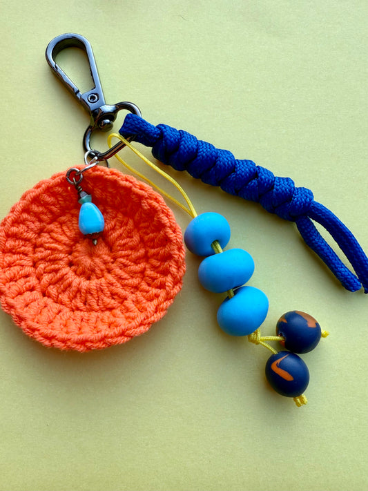 "ORANGE CROCHET" Handmade Polymer Clay Bead Keychains with Metal Ring – Personalized, Colorful & Durable