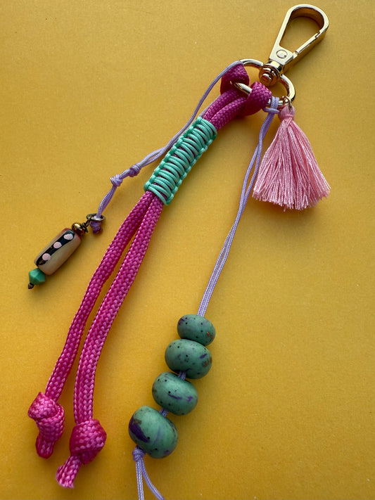 "PINKY" Handmade Polymer Clay Bead Keychains with Metal Ring – Personalized, Colorful & Durable