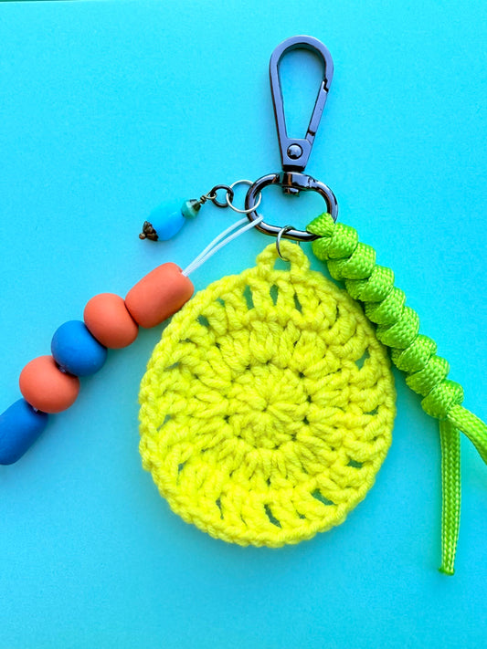 "YELLOW CROCHET" Handmade Polymer Clay Bead Keychains with Metal Ring – Personalized, Colorful & Durable