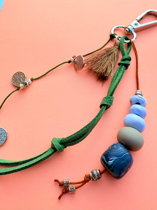 "MARBLE" Handmade Polymer Clay Bead Keychains with Metal Ring – Personalized, Colorful & Durable