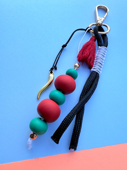 "HOT SPICE" Handmade Polymer Clay Bead Keychains with Metal Ring – Personalized, Colorful & Durable