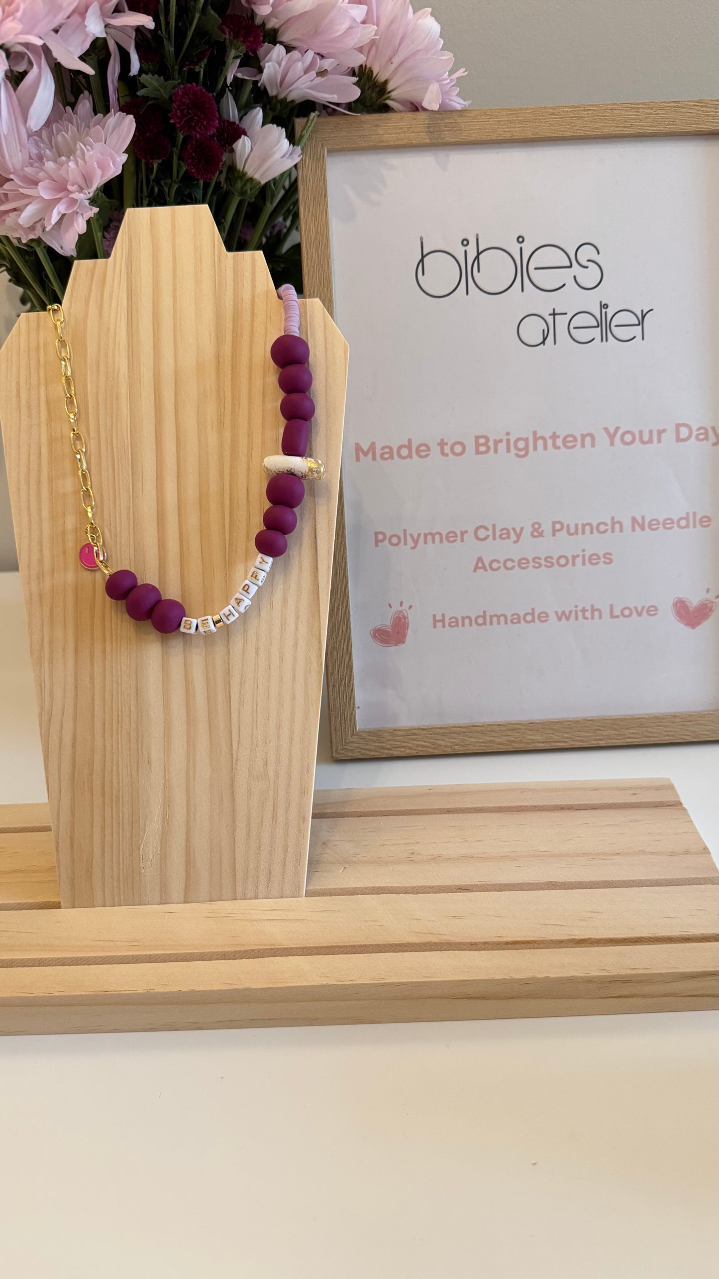 Be Happy - Handmade Polymer Clay Necklace