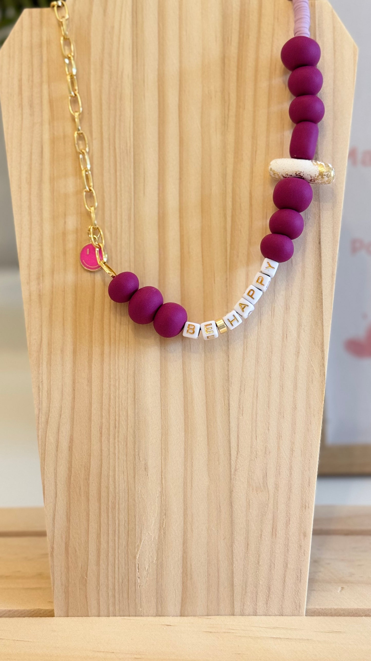 Be Happy - Handmade Polymer Clay Necklace