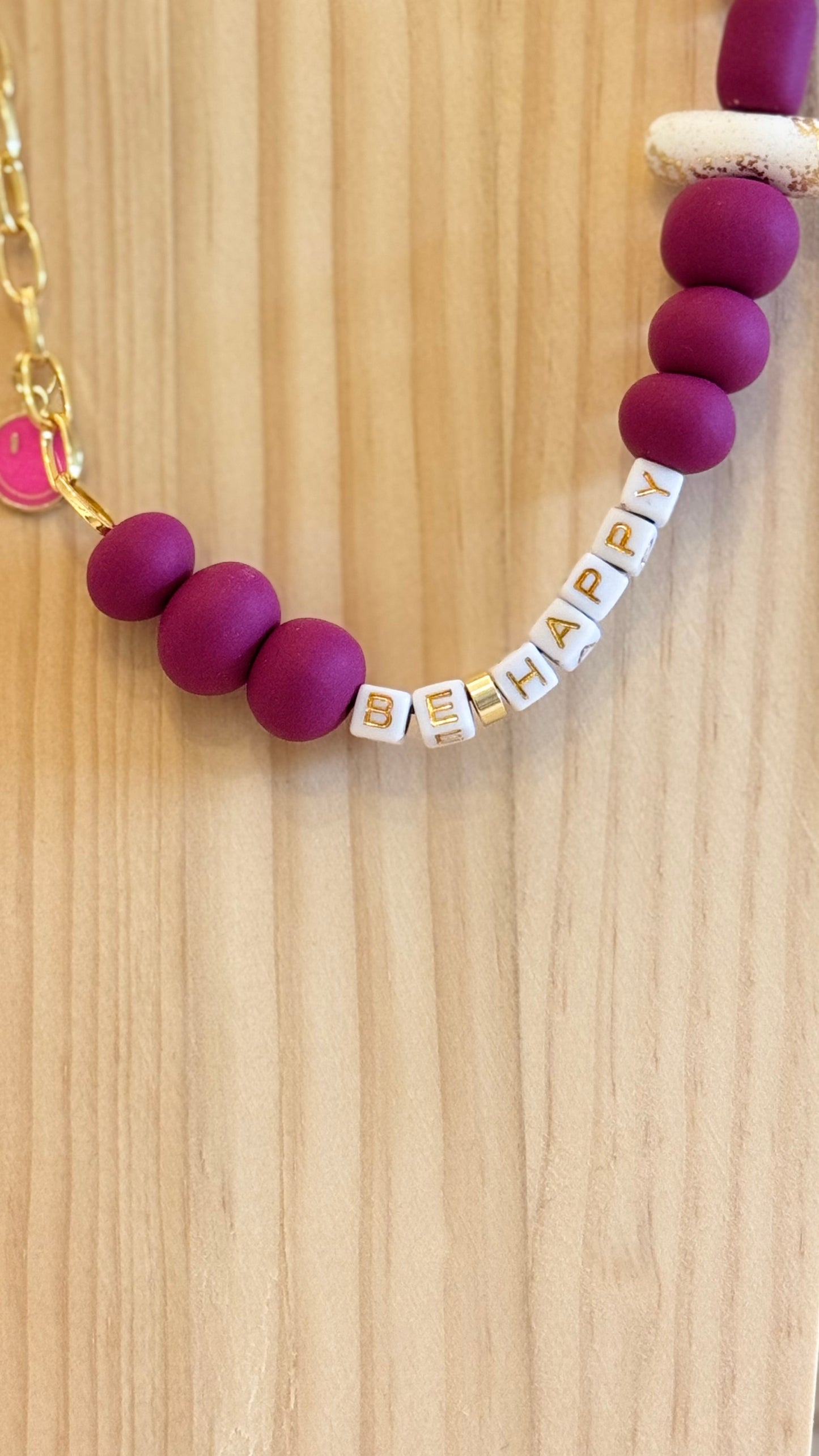 Be Happy - Handmade Polymer Clay Necklace