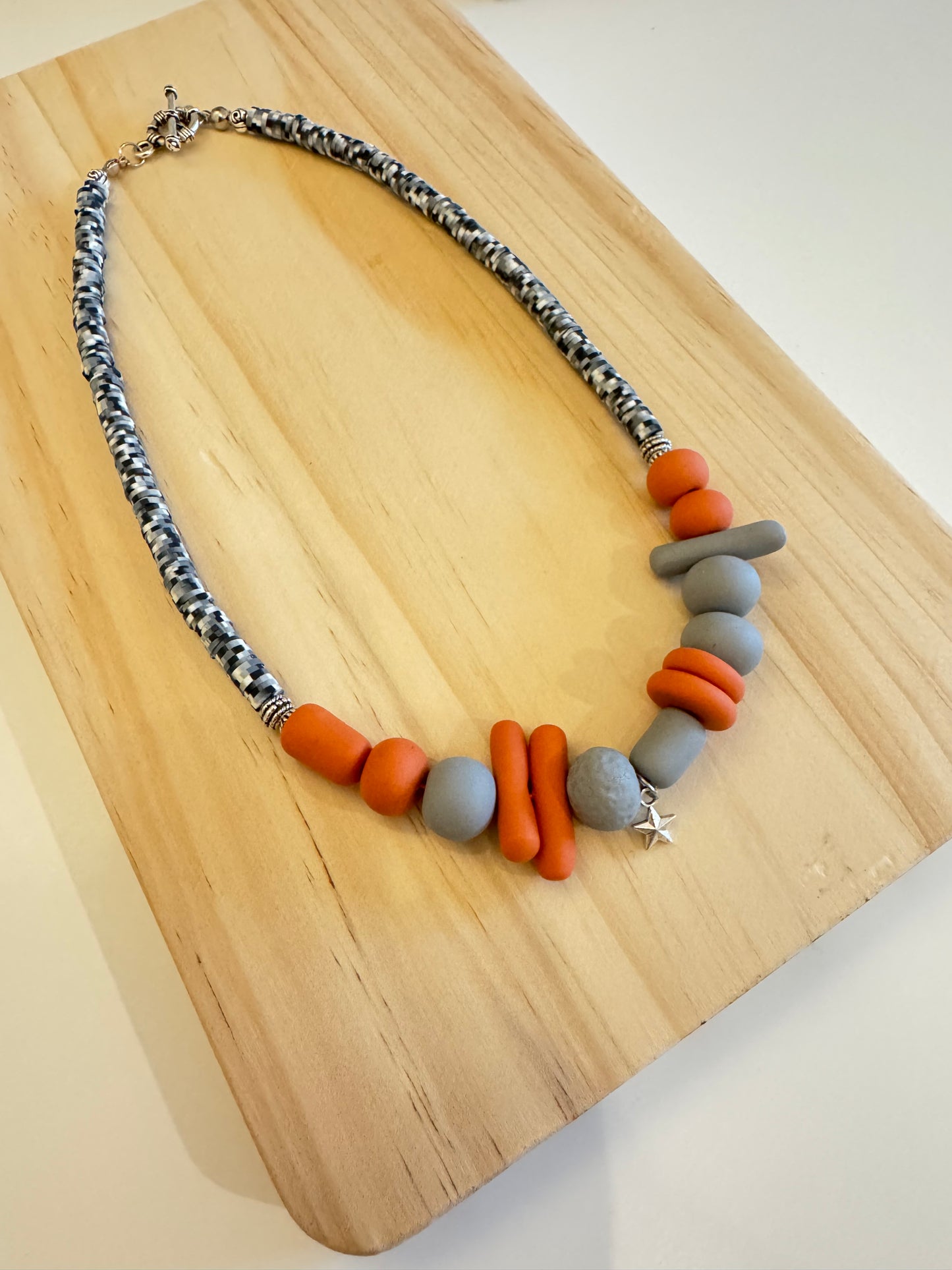 Handmade Playful Spirit Polymer Clay Necklace - Colourful Marble Statement Pendant