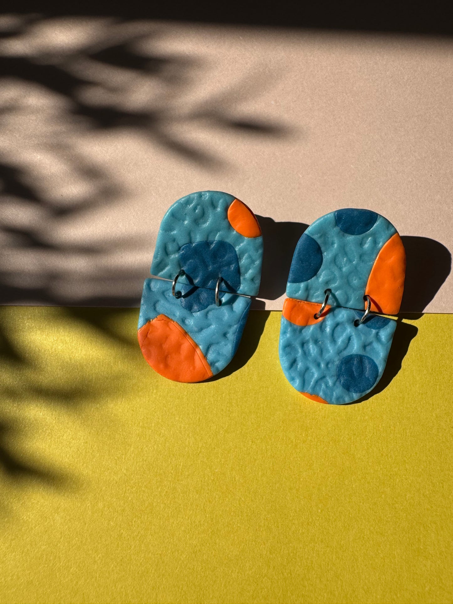 Ocean Pop Polymer Clay Earrings – Blue & Orange