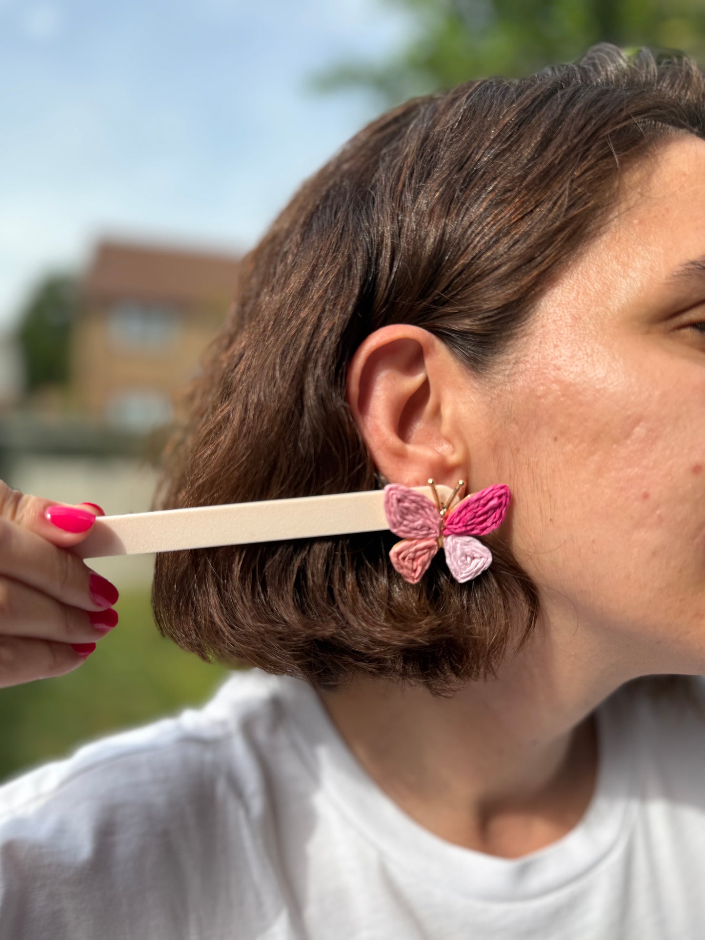 Handmade Raffia Butterfly Earrings, Woven Straw Dangles, Boho Summer Jewelry, Gold Detail