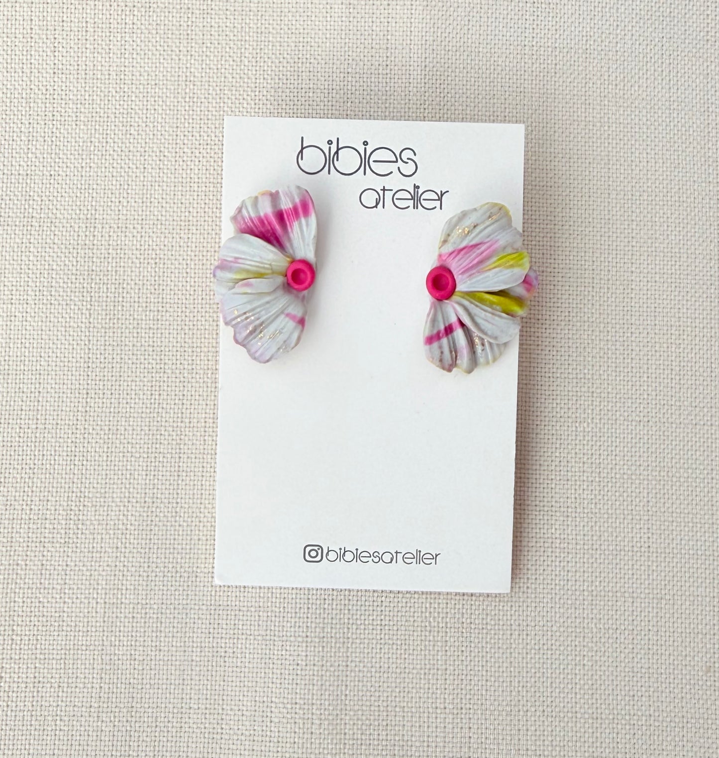 Polymer Clay Ear Jacket Earrings, Abstract Ruffled Flower Studs