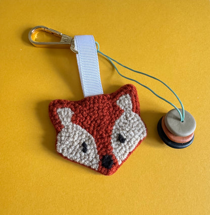 Fox Punch Needle Keychain – Whimsical, Textured & Full of Woodland Charm
