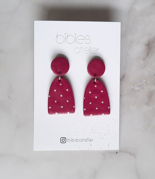Lilac Sparkle Polymer Clay Earrings – Light Purple with Silver Dots