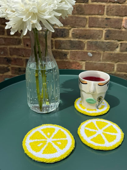 Lemon Punch Needle Coaster – Handmade, Fresh & Fun Citrus Design