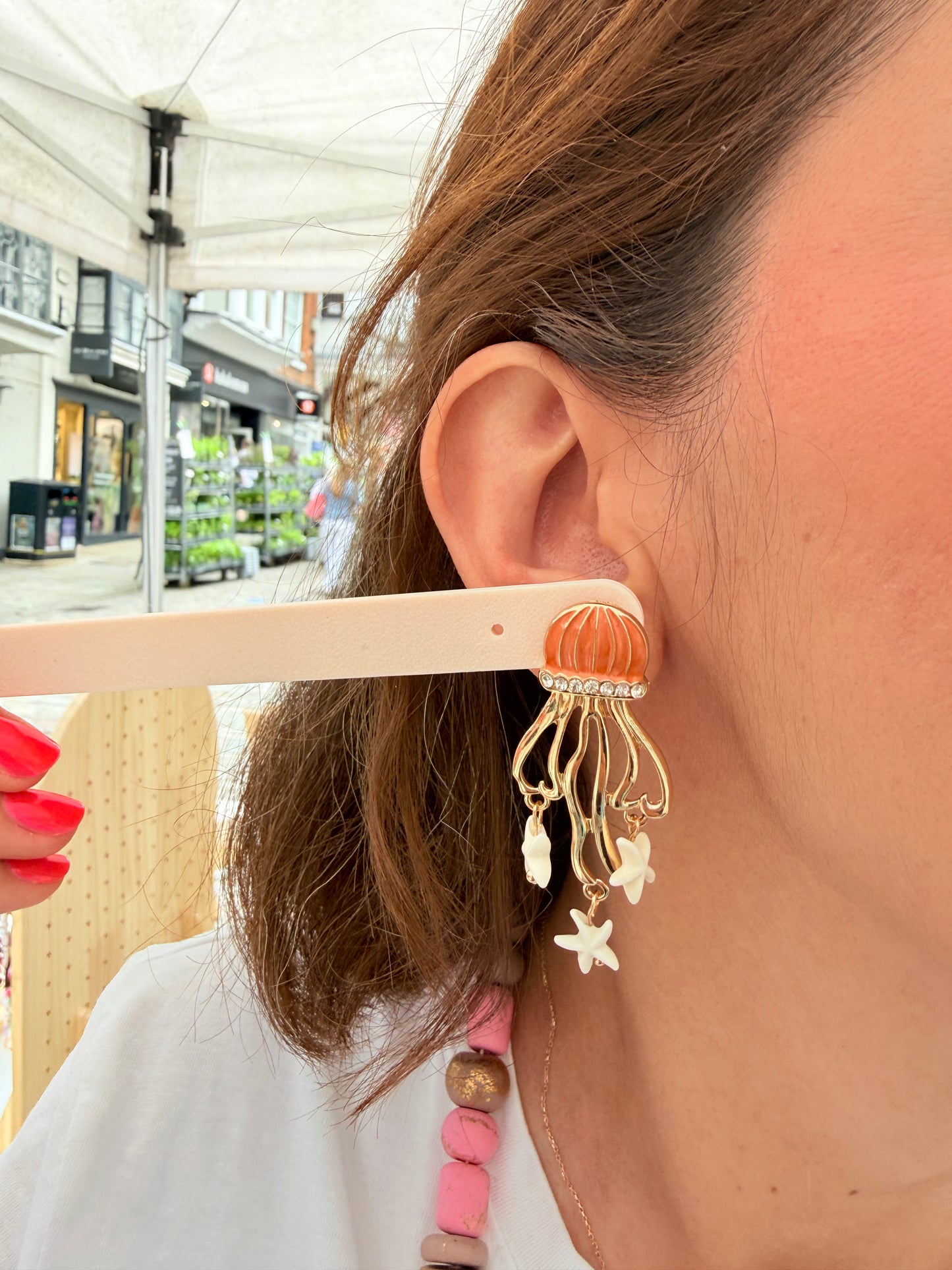 Sparkly Jellyfish & Starfish Enamel Statement Earrings