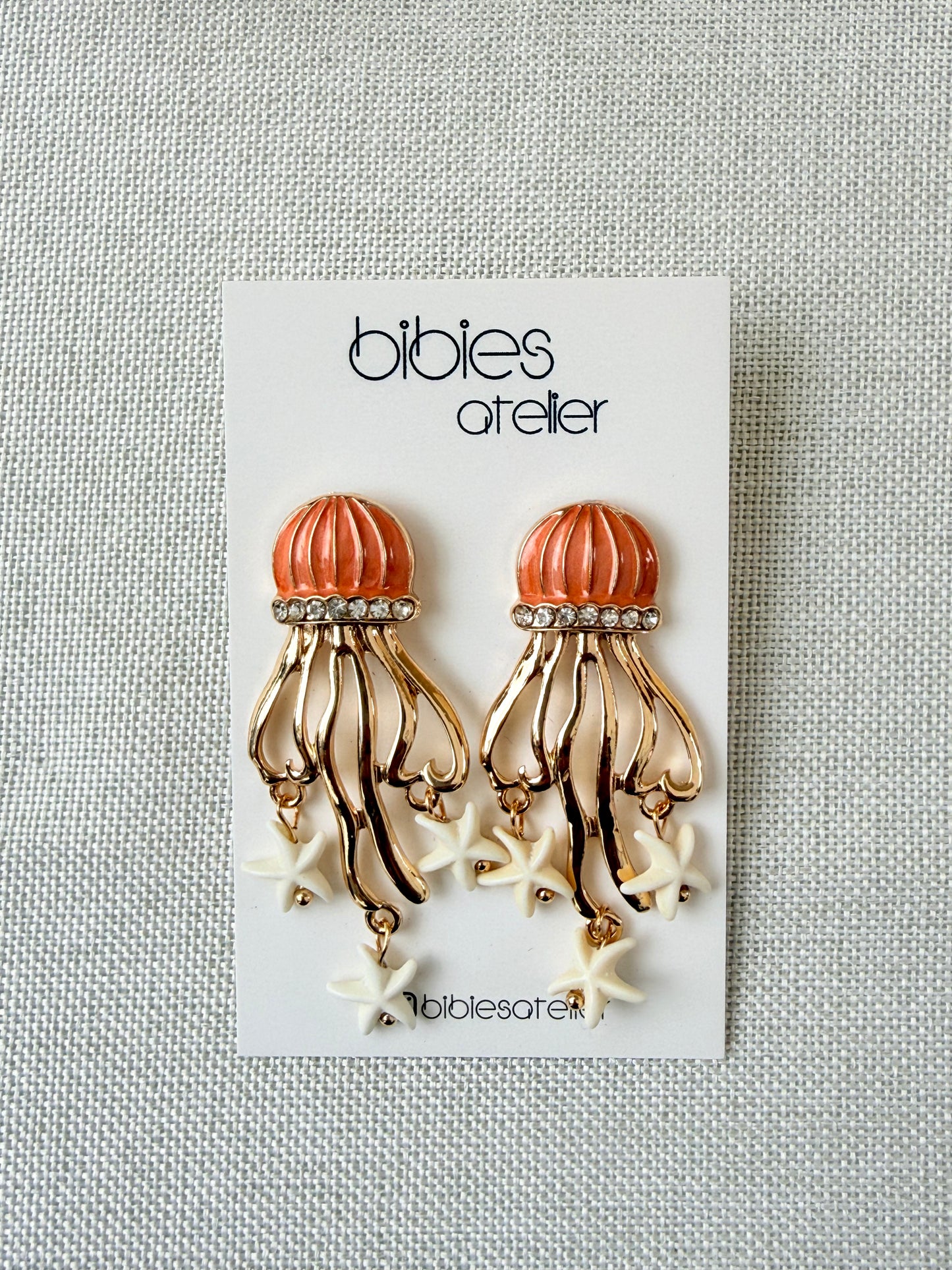Sparkly Jellyfish & Starfish Enamel Statement Earrings
