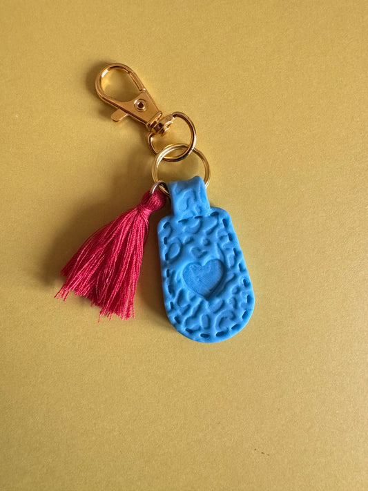 Light Blue Polymer Clay & Tassel Keychains – Colorful, Fun & One-of-a-Kind