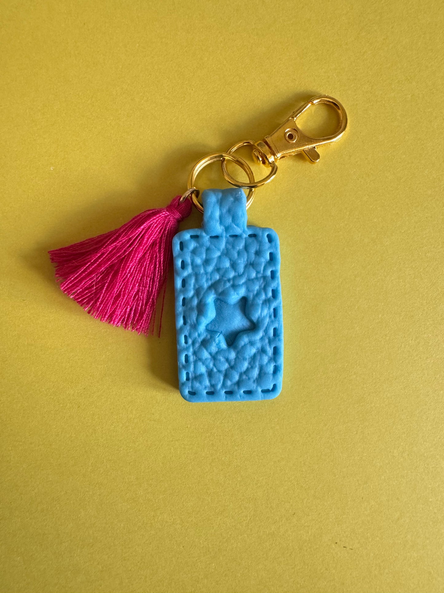 Light Blue Polymer Clay & Tassel Keychains – Colorful, Fun & One-of-a-Kind