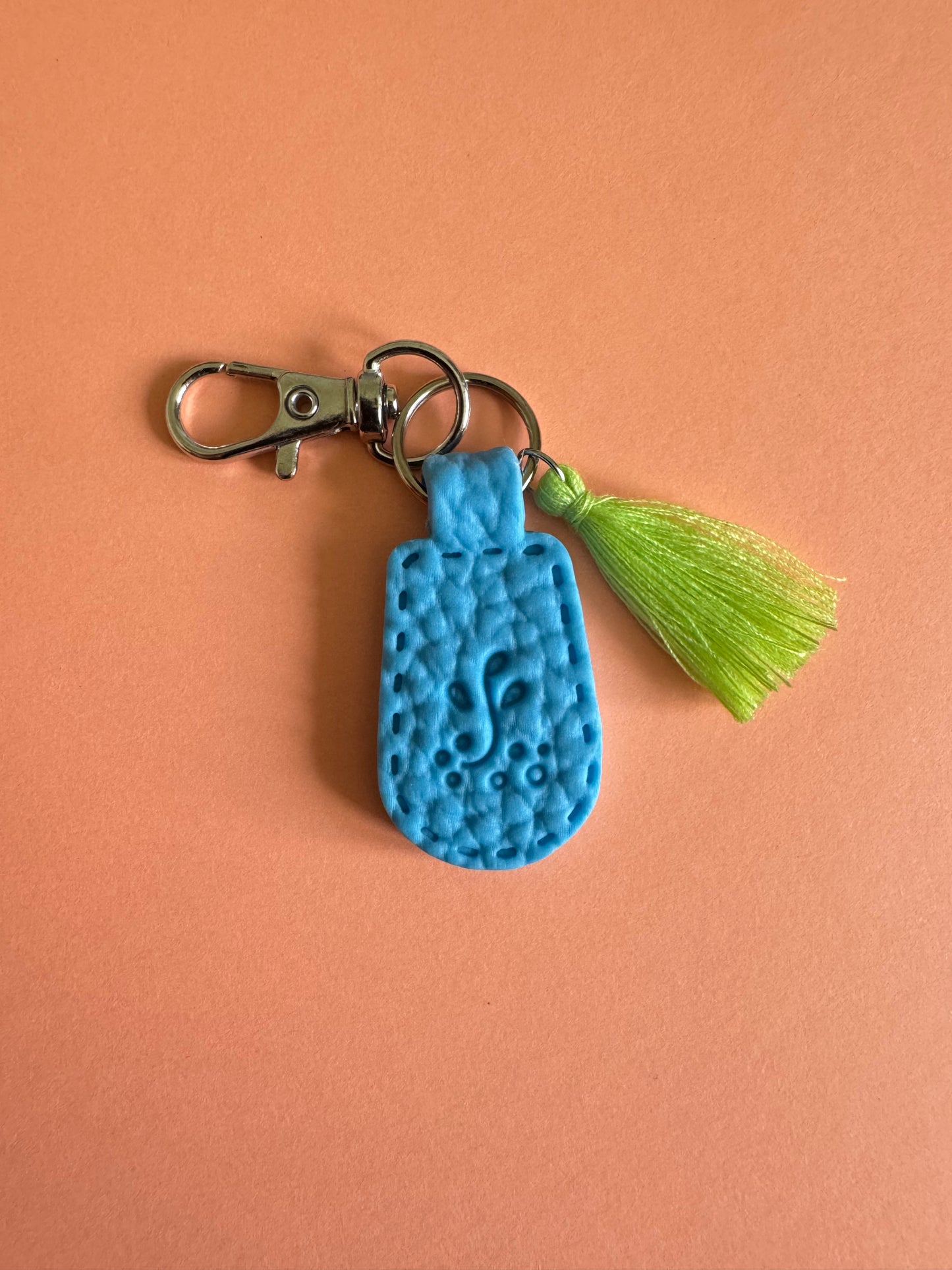Light Blue Polymer Clay & Tassel Keychains – Colorful, Fun & One-of-a-Kind