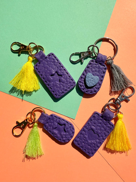 Purple Polymer Clay & Tassel Keychains – Colorful, Fun & One-of-a-Kind