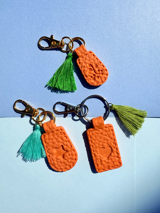 Orange Polymer Clay & Tassel Keychains – Colorful, Fun & One-of-a-Kind