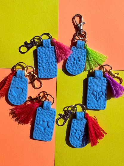 Light Blue Polymer Clay & Tassel Keychains – Colorful, Fun & One-of-a-Kind