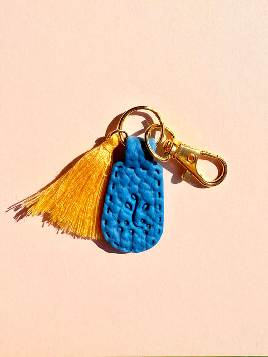 Dark Blue Polymer Clay & Tassel Keychains – Colorful, Fun & One-of-a-Kind