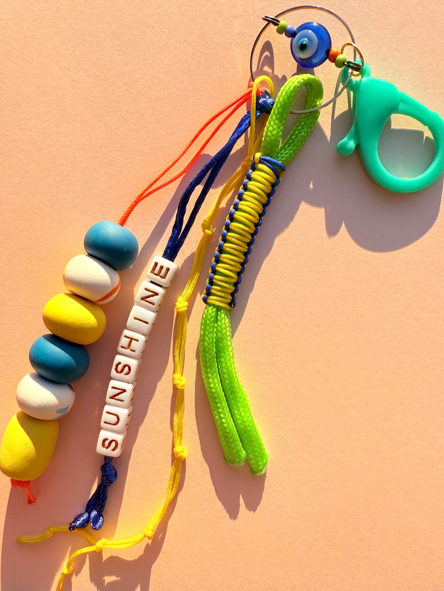 "SUNSHINE" Polymer Clay Bead Keychains – Colorful, Fun & Full of Personality