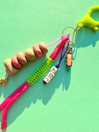 "JOY" Polymer Clay Bead Keychains – Colorful, Fun & Full of Personality