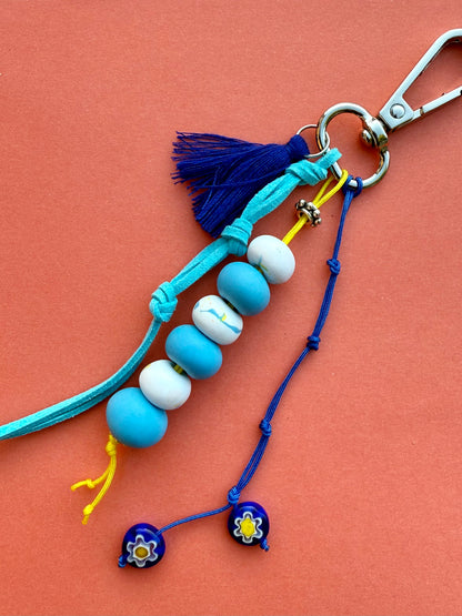 "GOOD LUCK" Handmade Polymer Clay Bead Keychains with Metal Ring – Personalized, Colorful & Durable