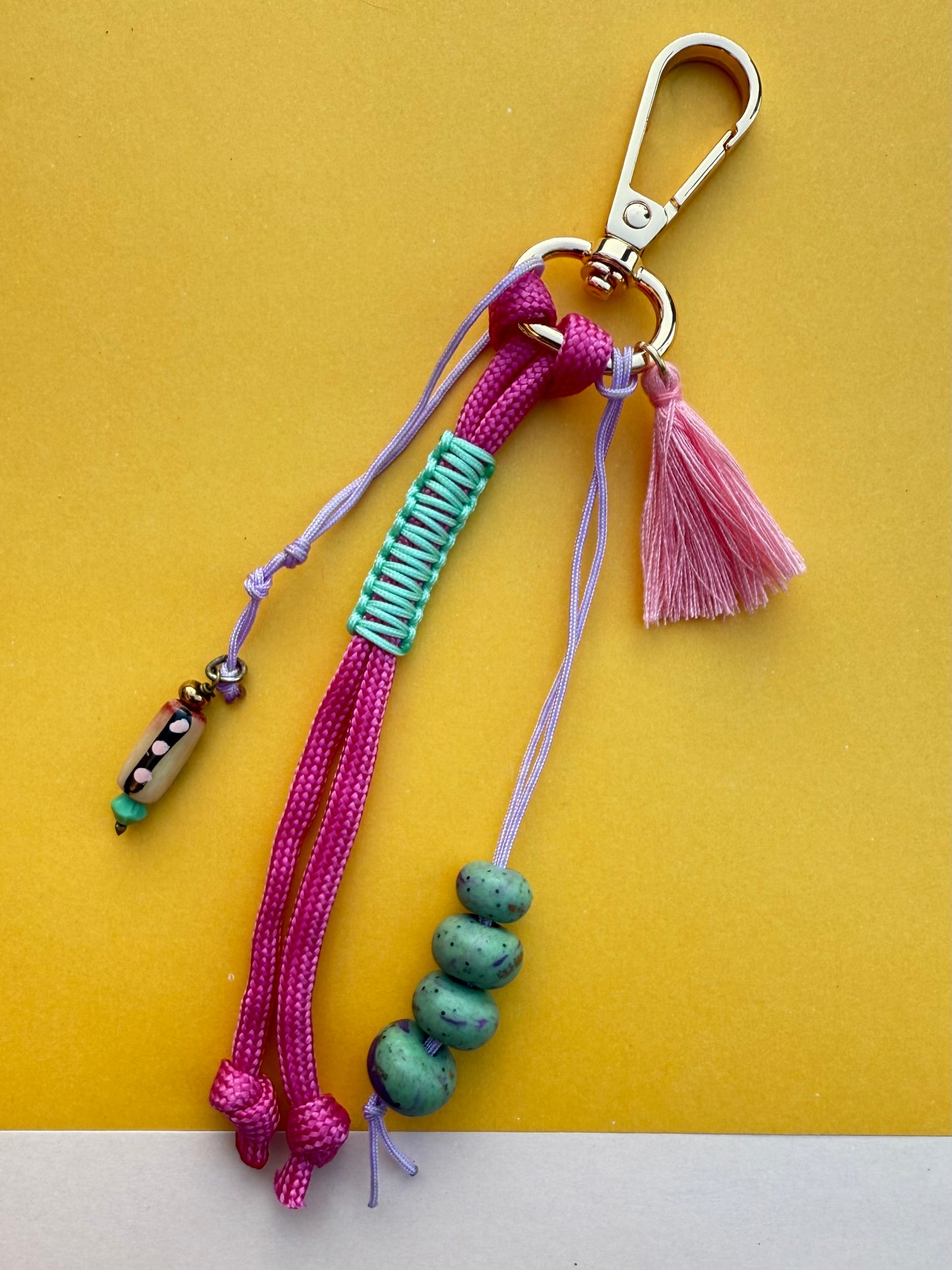 "PINKY" Handmade Polymer Clay Bead Keychains with Metal Ring – Personalized, Colorful & Durable