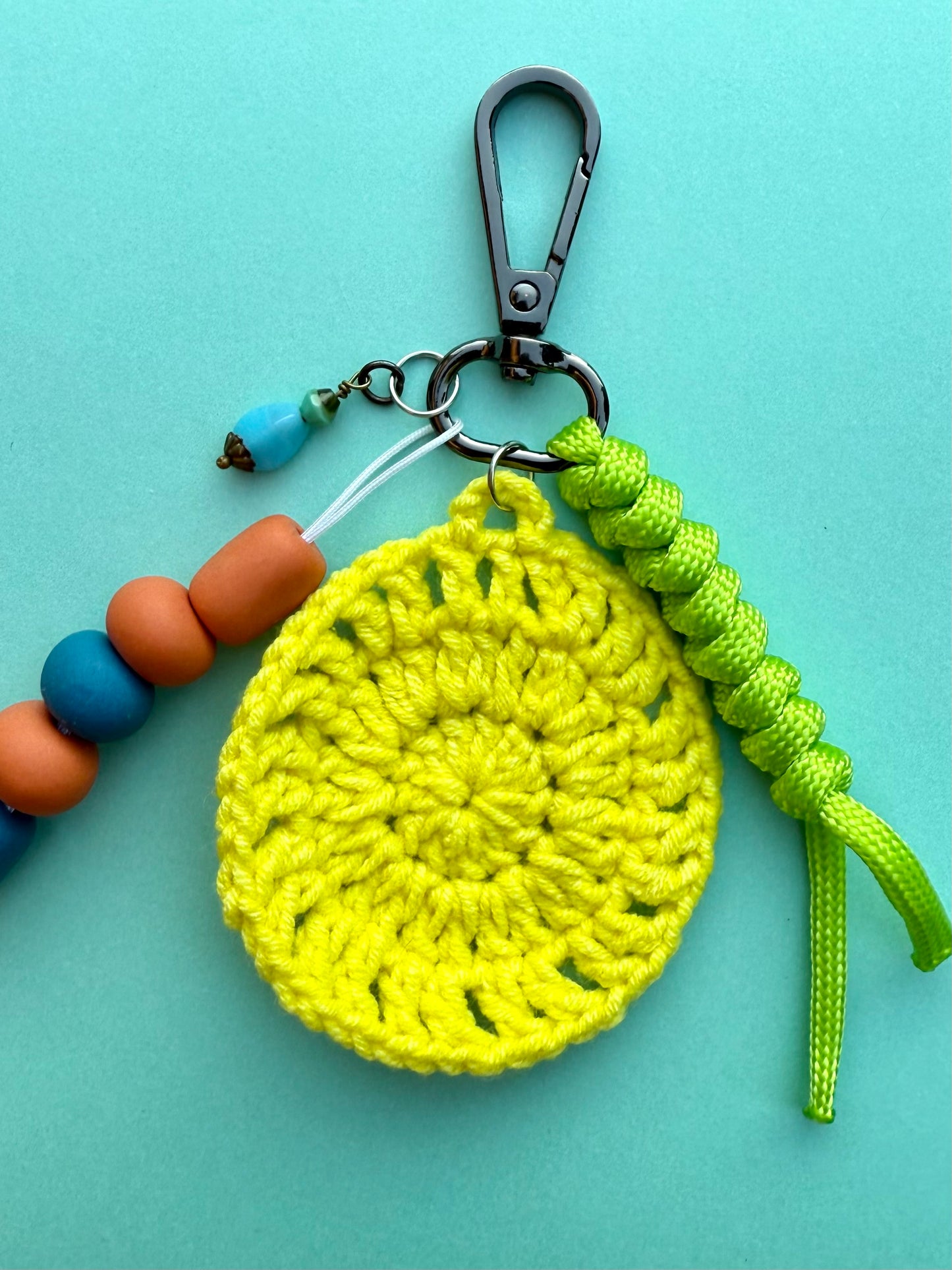 "YELLOW CROCHET" Handmade Polymer Clay Bead Keychains with Metal Ring – Personalized, Colorful & Durable
