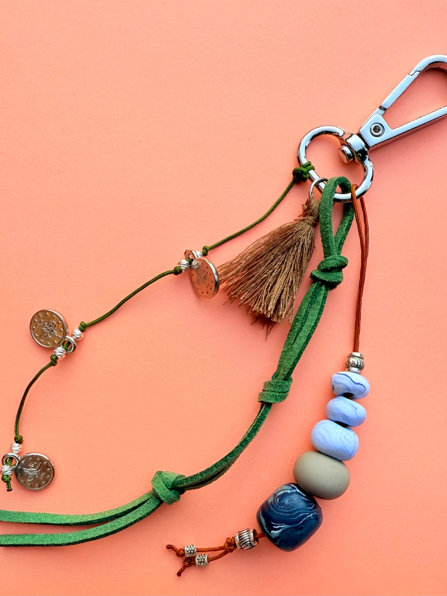 "MARBLE" Handmade Polymer Clay Bead Keychains with Metal Ring – Personalized, Colorful & Durable