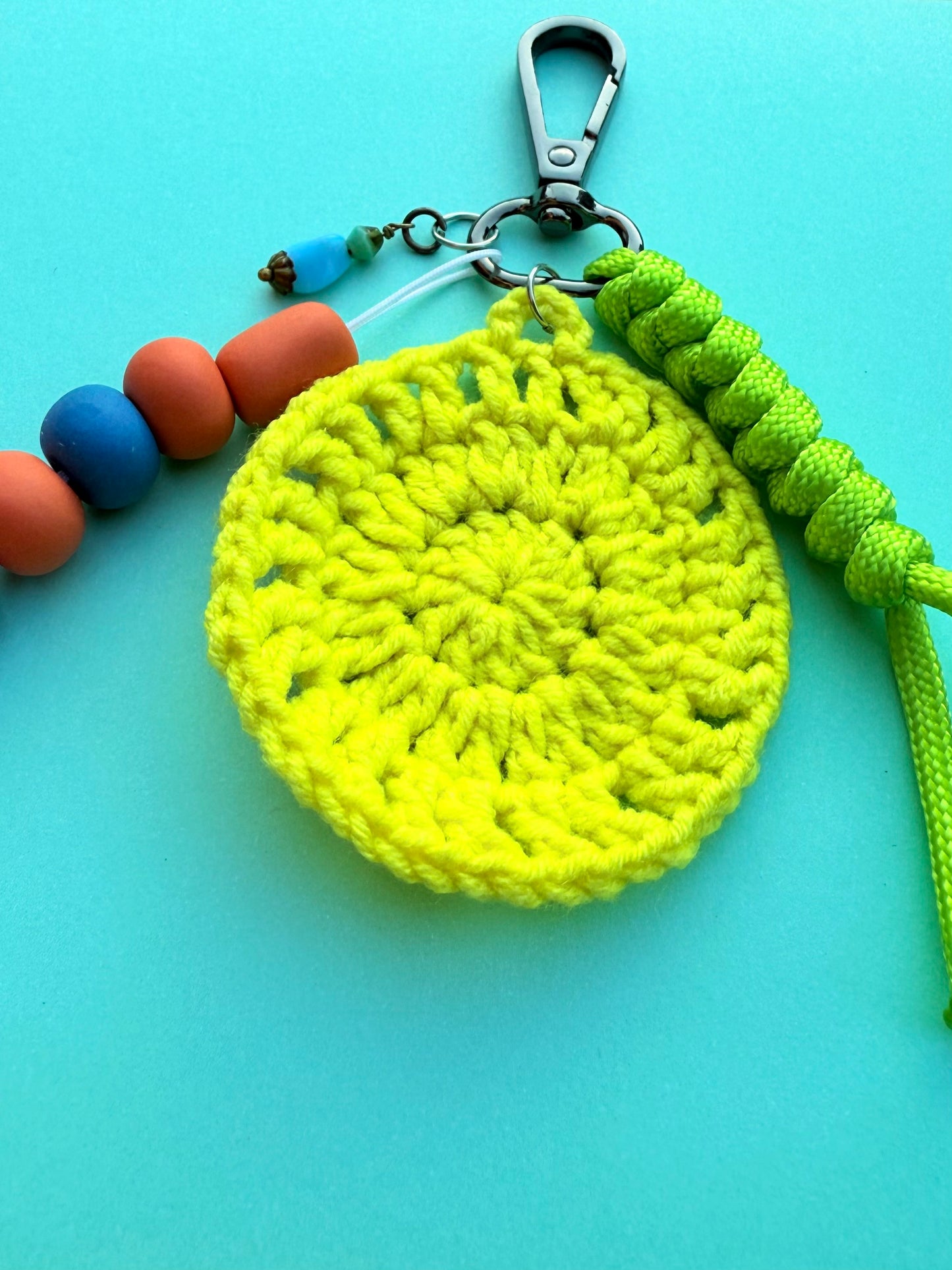 "YELLOW CROCHET" Handmade Polymer Clay Bead Keychains with Metal Ring – Personalized, Colorful & Durable