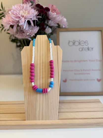 Candy Cloud - Pink & Blue Handmade Polymer Clay Necklace