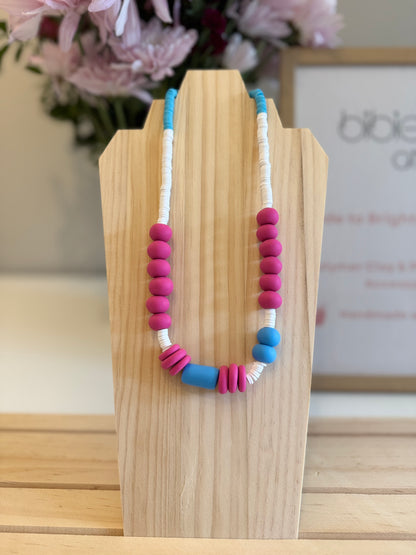Candy Cloud - Pink & Blue Handmade Polymer Clay Necklace