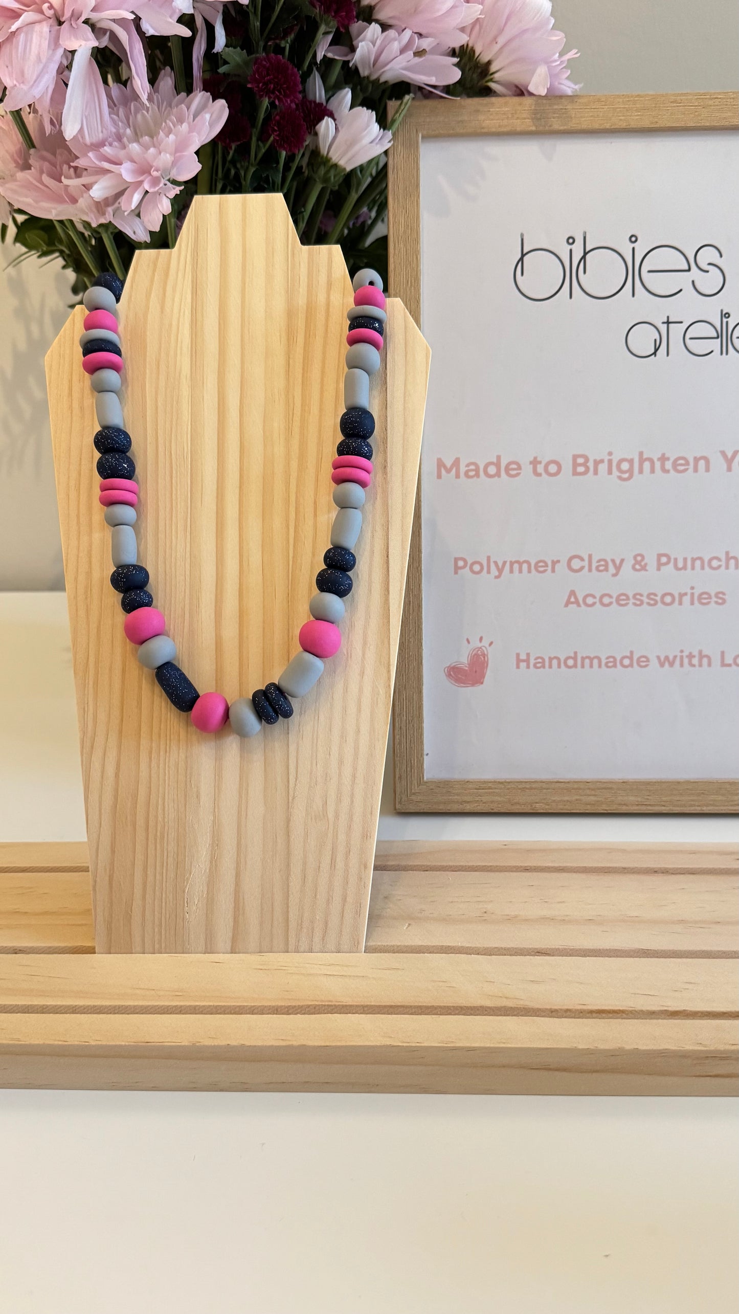 Moon Petal - Handmade Polymer Clay Necklace