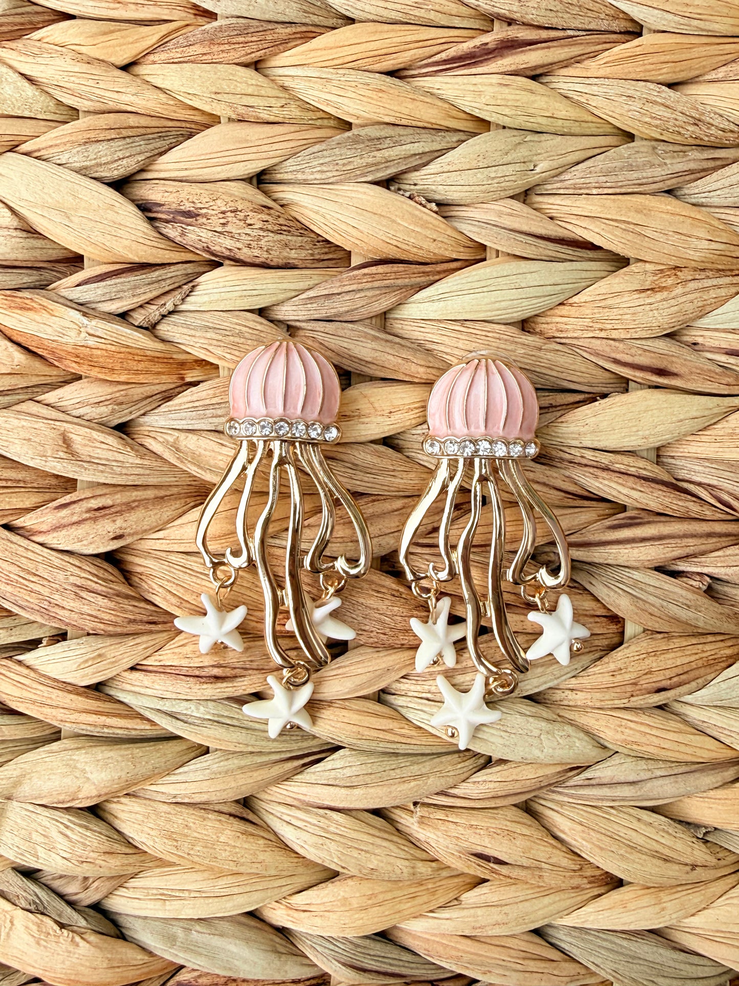 Sparkly Jellyfish & Starfish Enamel Statement Earrings