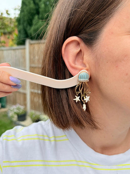 Sparkly Jellyfish & Starfish Enamel Statement Earrings