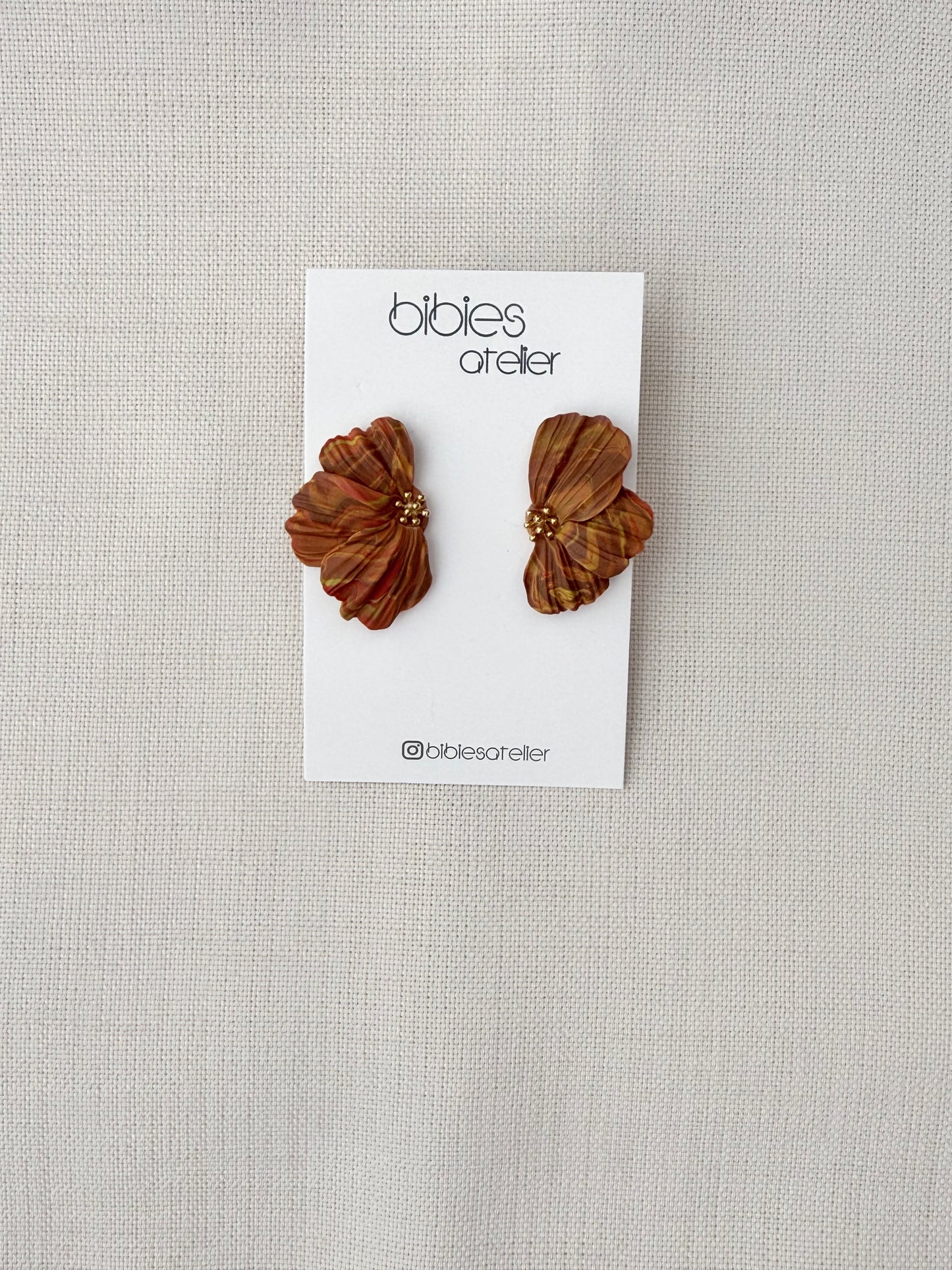 Sculptural Polymer Clay Marbled Flower Statement Earrings